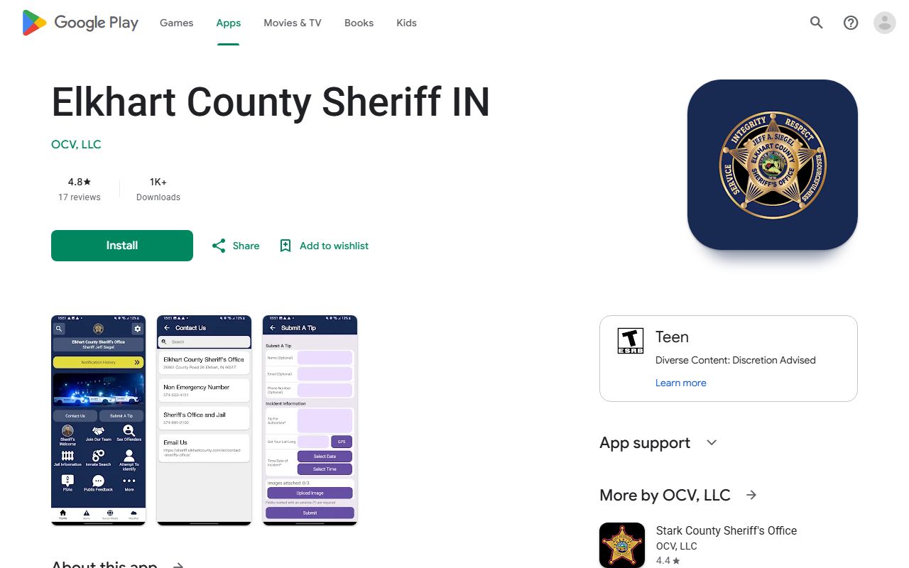 Elkhart County Clerk records Sheriff app Google Play access channel