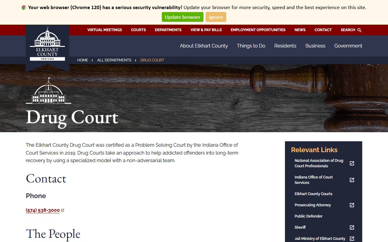 Elkhart County arrest records and court charges Drug Court