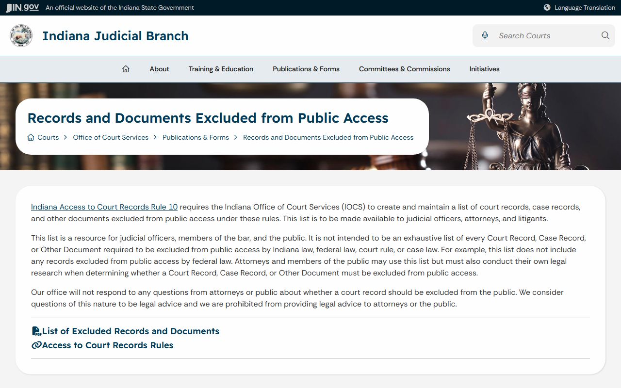 Elkhart County court records excluded records list