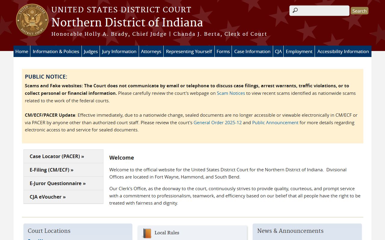 Elkhart County Circuit Court Superior Courts Northern District federal court source