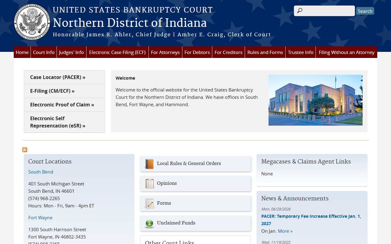 Elkhart County Circuit Court Superior Courts bankruptcy court source