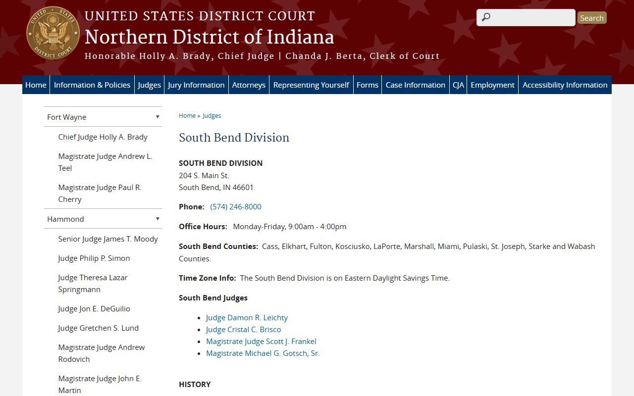 Elkhart County Circuit Court Superior Courts federal South Bend Division source