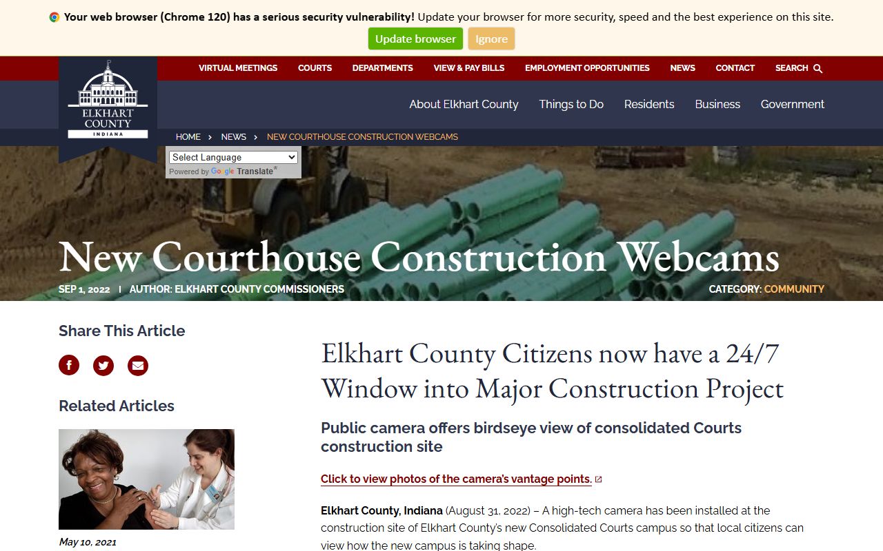 Elkhart County court records Judicial Center construction