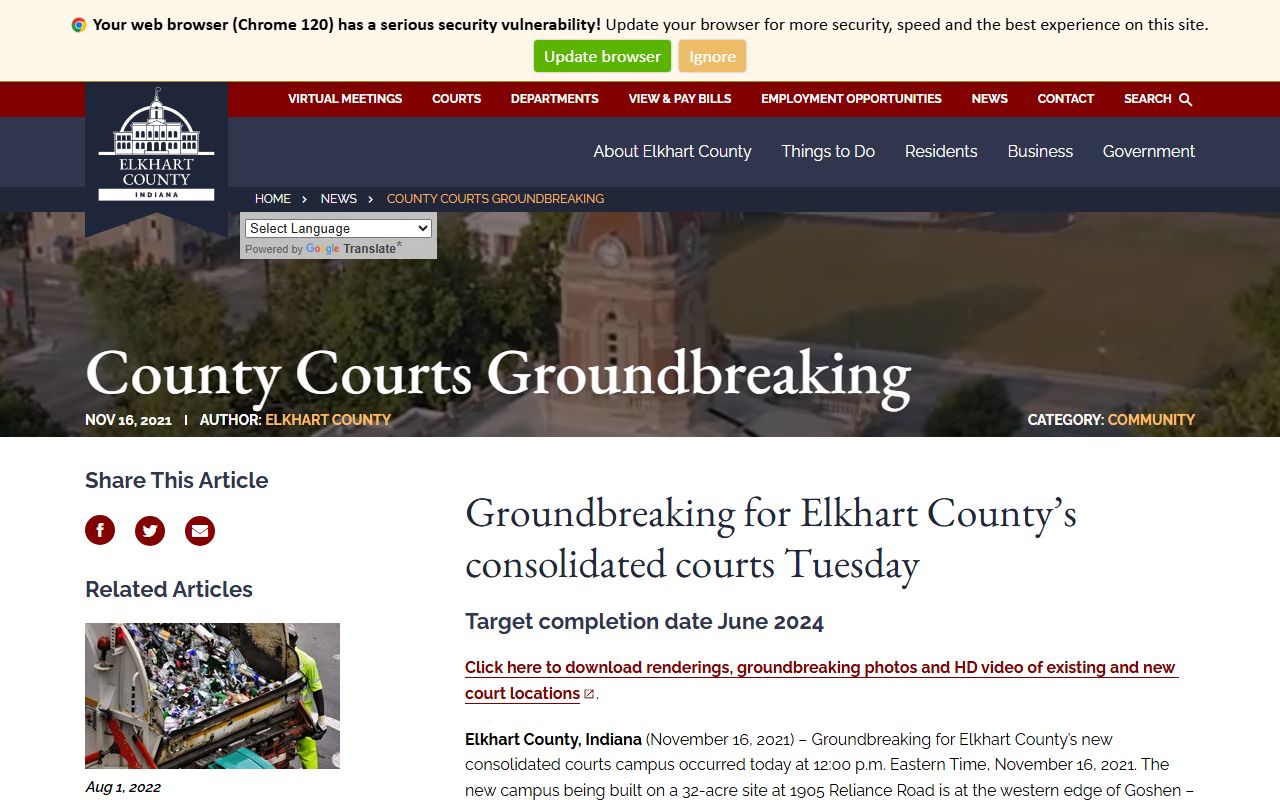 Elkhart County court records Judicial Center groundbreaking