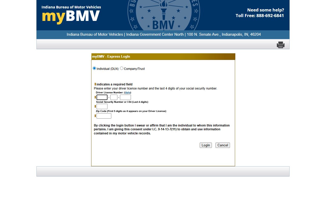 Elkhart County traffic court records myBMV Express login