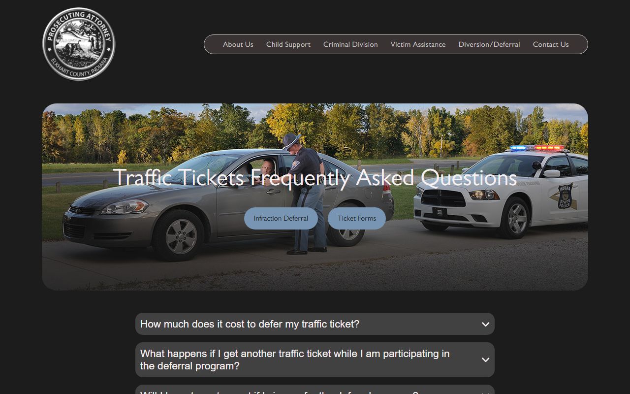 Elkhart County traffic court records ticket FAQ