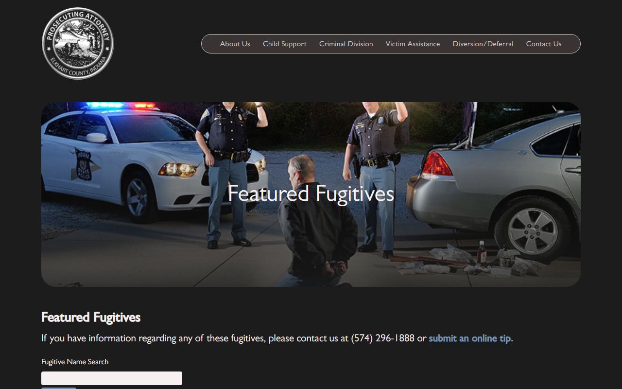 Elkhart County warrant records prosecutor featured fugitives page